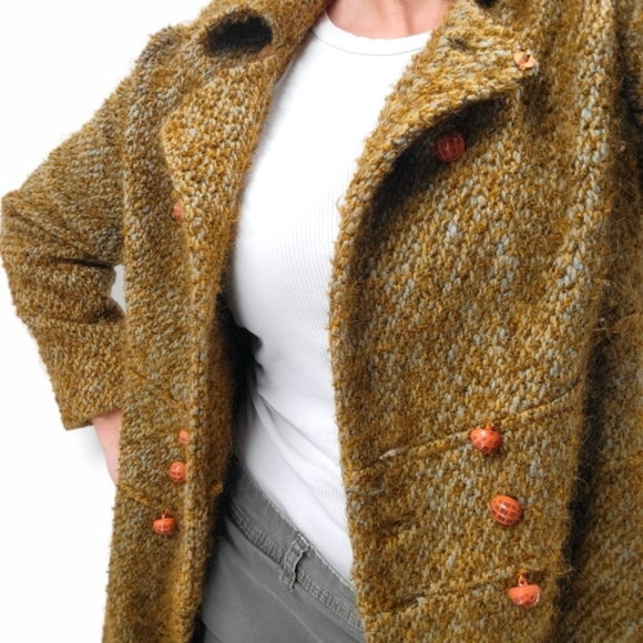 RARE VINTAGE 1960s Tweed Fit & Flare Peacoat Rust - Picture 9 of 16